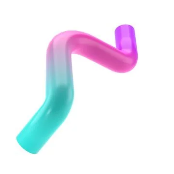 3d render shape abstract pipe metal geometric. Realistic glossy turquoise and Illustrazione stock