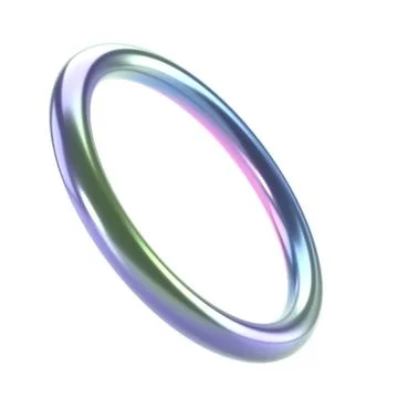 3d render shape metallic holographic abstract ring. Glossy geometric primitive Illustrazione stock