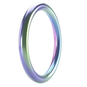 3d render shape metallic holographic abstract ring. Glossy geometric primitive Stock Illustration