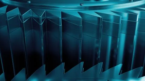 3d render of sharp cogwheel elements. Stack of several reflective mechanical  Stock Illustration