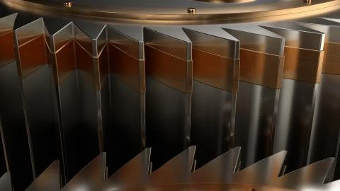 3d render of sharp cogwheel elements. Stack of several reflective mechanical  Stock Illustration