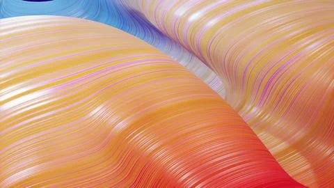 3d render. Shining red yellow surface, bright colorful bg. Beautiful abstract Stock Illustration