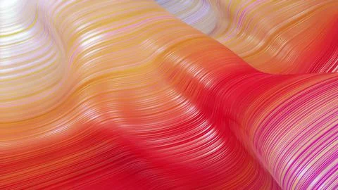 3d render. Shining red yellow surface, bright colorful bg. Beautiful abstract Stock Illustration