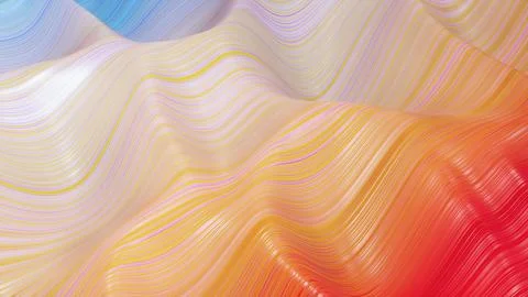 3d render. Shining red yellow surface, bright colorful bg. Beautiful abstract Stock Illustration