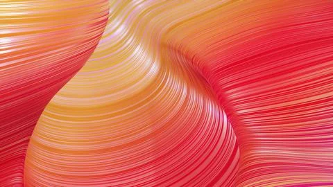 3d render. Shining red yellow surface, bright colorful bg. Beautiful abstract Illustrazione stock