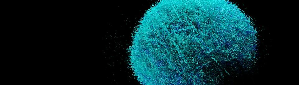 3d render of shiny blue particles flowing away from cloud. Stock Illustration