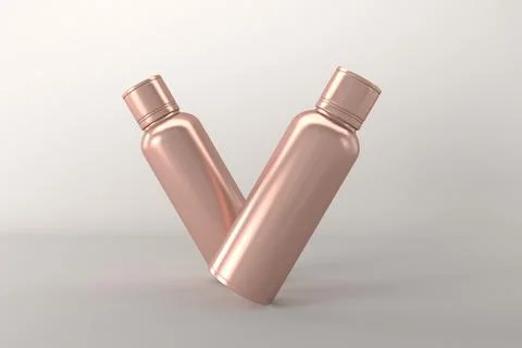 3d render of shiny perfume bottles isolated on gray background Ilustração Stock