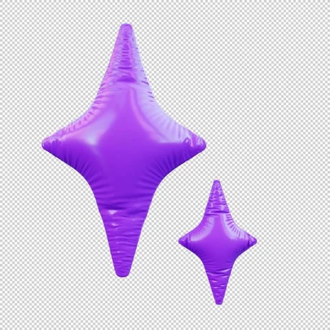 3D Render of Shiny Purple Star Balloons Twinkling in Seamless Loop Animatio.. Stock Footage 317741503