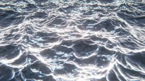 3D render of the shiny sparkling waving ocean waters after the storm Stock Illustration