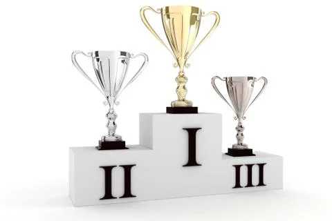 3d render of shiny trophy, on white Stock Illustration