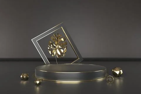 3d render of shop display. Abstract geometric podium background. Minimalist.. Stock-Illustration