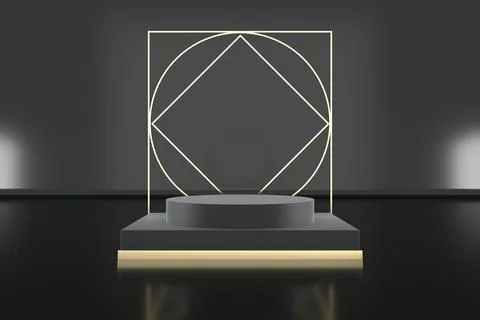 3d render of shop display. Abstract geometric podium background. Minimalist.. イラスト素材