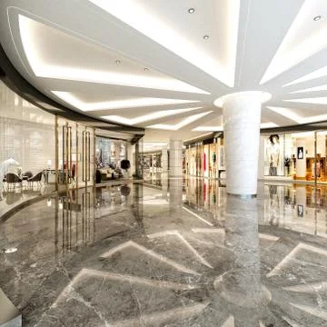 3d render shop interior view Stock Illustration