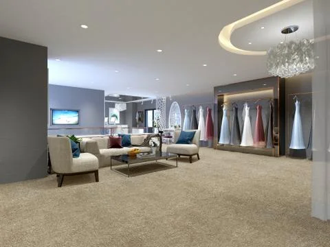 3d render shop interior view Stock Illustration