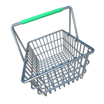 3d render of a shopping basket with green handle. Stockillustratie