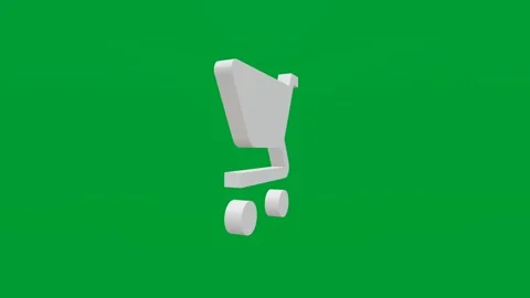 3D render of shopping cart icon on chroma key green screen background Stock Footage 335459339