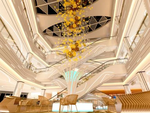 3D Render Shopping Mall Stock Illustration