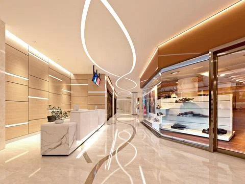 3d render of shopping mall interior Stock Illustration