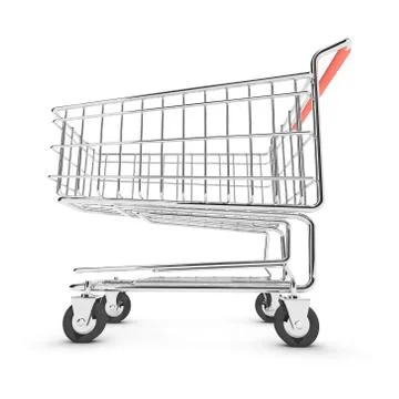 3d render of a shopping trolley from a low angle 스톡 일러스트