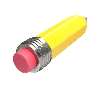 3D render of short yellow pencil isolated on white Stock Illustration