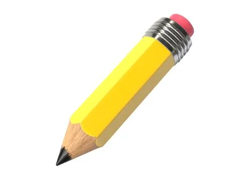 3D render of short yellow pencil isolated on white Stock Illustration