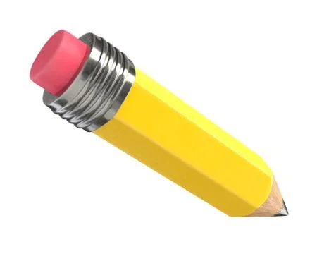 3D render of short yellow pencil isolated on white Stock Illustration