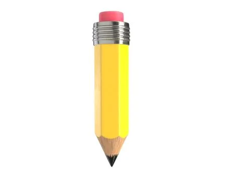 3D render of short yellow pencil isolated on white Stock Illustration