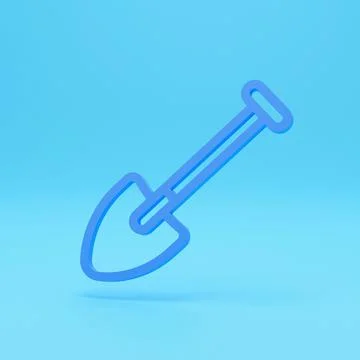 3d render of Showel line icon in trendy style. Stroke pictogram isolated on a Stock Illustration