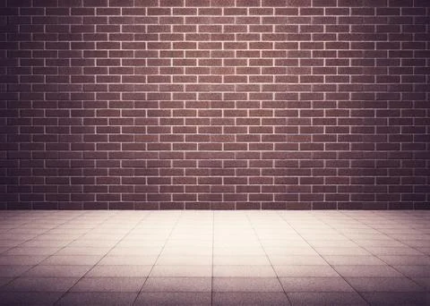 3D render is showing empty room with grey tiled floor meeting reddish-brown 库存照片