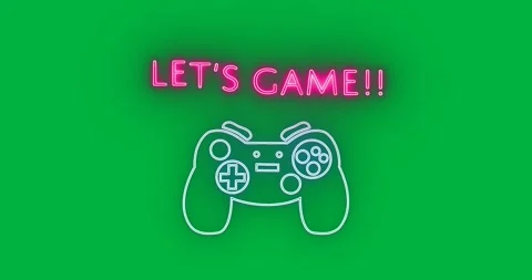 3D render showing glowing neon text and controller icon floating on transparent Stock Footage 317669036