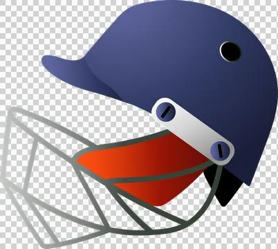 3D render is showing helmet with silver grille, blue shell  and  red padding on Stock Illustration