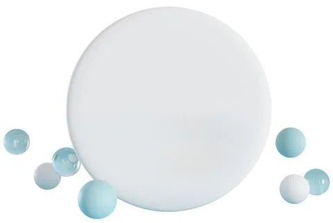 This is a 3D render showing a round shape on a clear background. Several sm.. Illustrazione stock