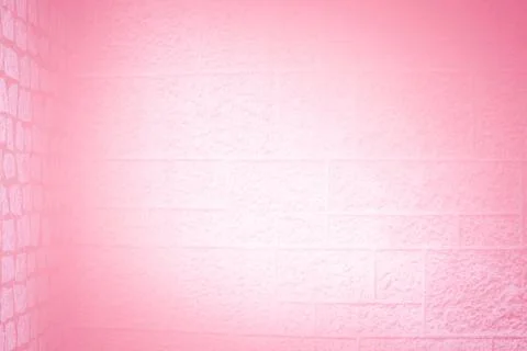 3D render is showing textured pink-painted brick block wall corner glowing under Illustrazione stock