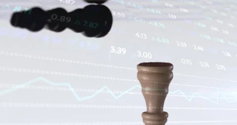 3D render showing turned wooden piece standing with financial data, featuring Stock Footage 307434954