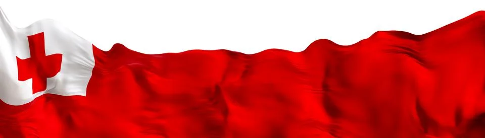 A 3D render shows the flag of Tonga with its red and white colors. The desi.. Stock Illustration