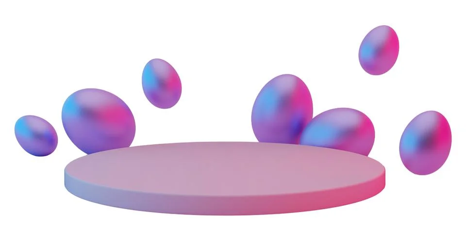 A 3D render shows a round platform for displaying products during Easter. C.. 库存插图