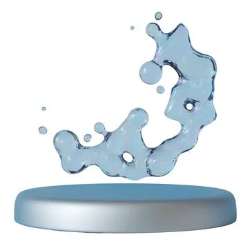 A 3D render shows a splash of water rising above a podium. The clear backgr.. 스톡 일러스트