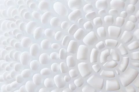 A 3D render shows a white abstract design filled with smooth, rounded shape.. Ilustración de archivo