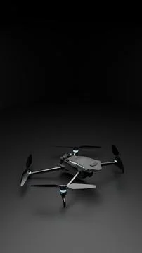 3D render side angled drone isolated on dark background 스톡 일러스트