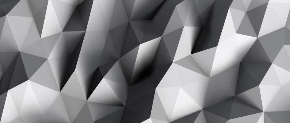 3D render of silver abstract geometric polygonal shapes background Stock Illustration