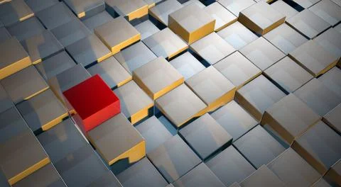 3D render of silver and golden cubes - good for a background Stock Illustration