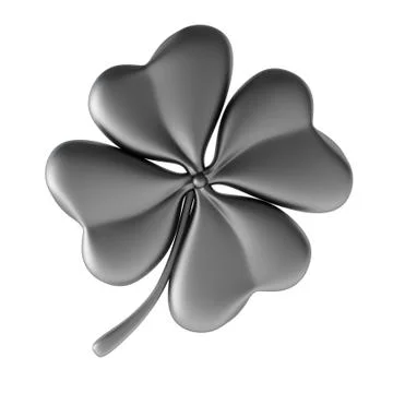 3d render of silver clover Stock Illustration
