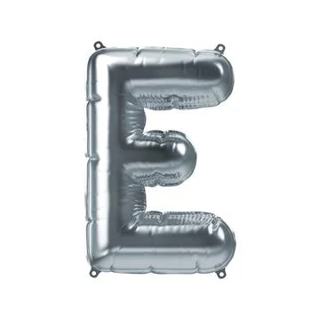 3D Render of silver inflatable foil balloon letter E. Party decoration element Stock Illustration