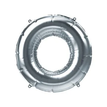 3D Render of silver inflatable foil balloon letter O. Party decoration element Stock Illustration