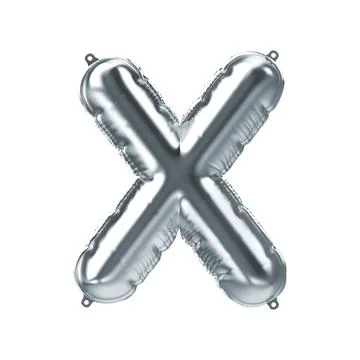 3D Render of silver inflatable foil balloon letter X. Party decoration element Illustrazione stock