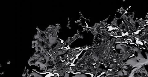 3D render, Silver liquids Splash, Abstract fluid background Illustrazione stock