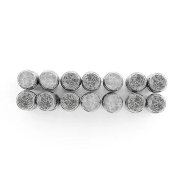 3D render of silver metal barrel containers isolated on a white background Stock Illustration