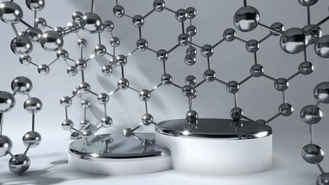 3D render Silver molecule in White color background.Science Concept for cos.. 库存照片