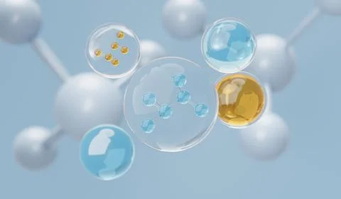 3d render of simple chemical bond in side cell or molecules. The associated.. Stock-Illustration