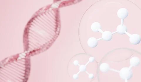 3d render of simple chemical bond in side cell or molecules. The associated.. Stock Illustration